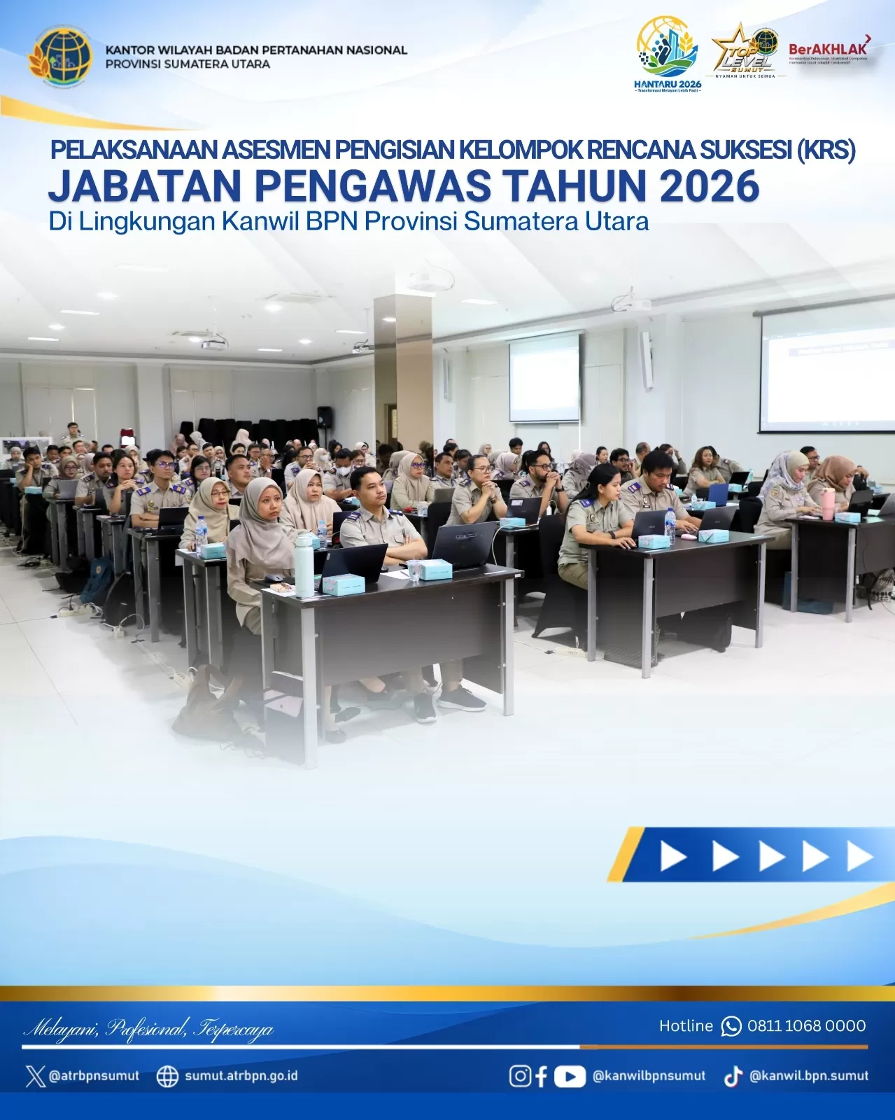 Kanwil BPN Provinsi Sumatera Utara Melaksanakan Asesmen Pengisian KRS Jabatan Pengawas Tahun 2026.(foto/Ist) 
