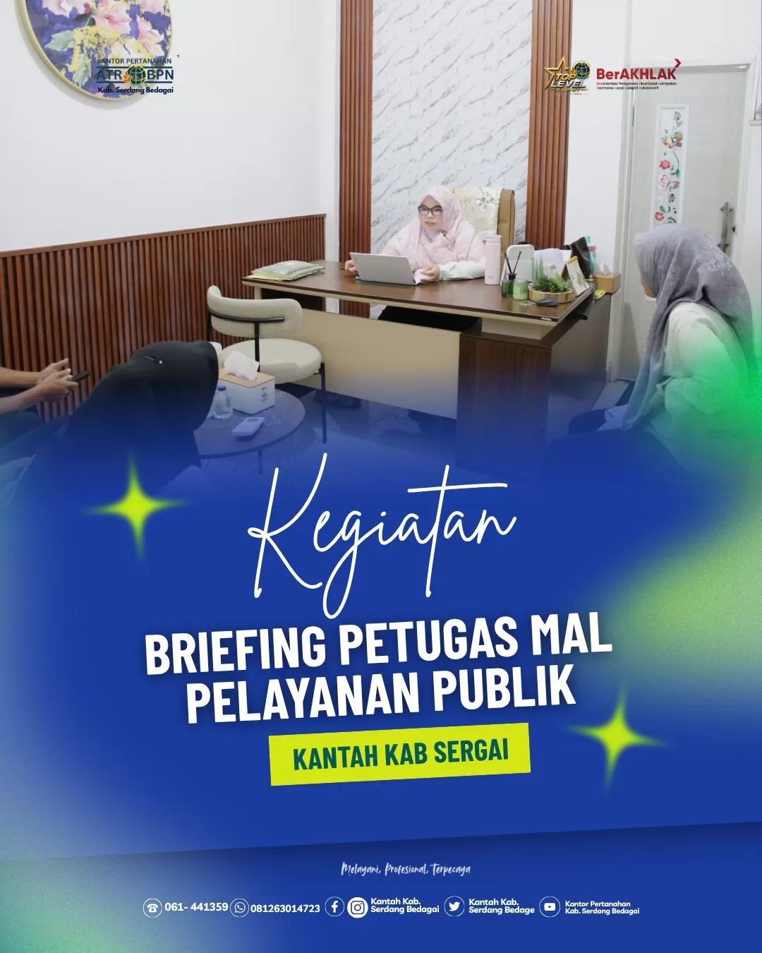 Kantor Pertanahan Sergai Briefing Petugas MPP, Perkuat Kesiapan Pelayanan Publik.(foto/Ist)   (Lie/Promedia)