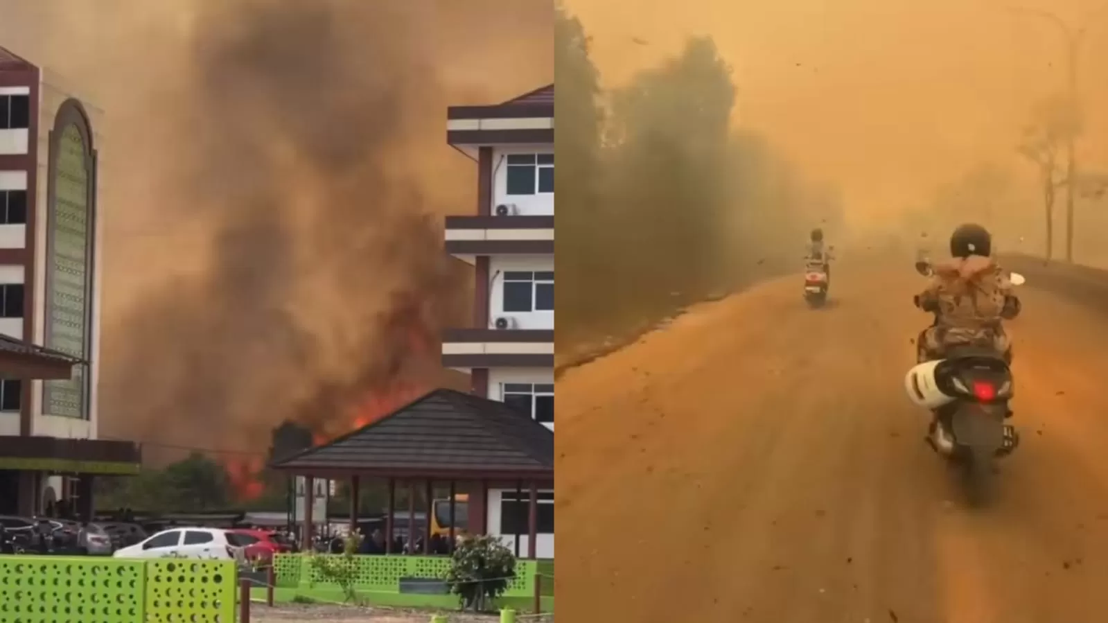 Titik api karhutla mendekati area kampus UNISKA Kalsel. (TikTok/therockids) (Lie/Promedia)