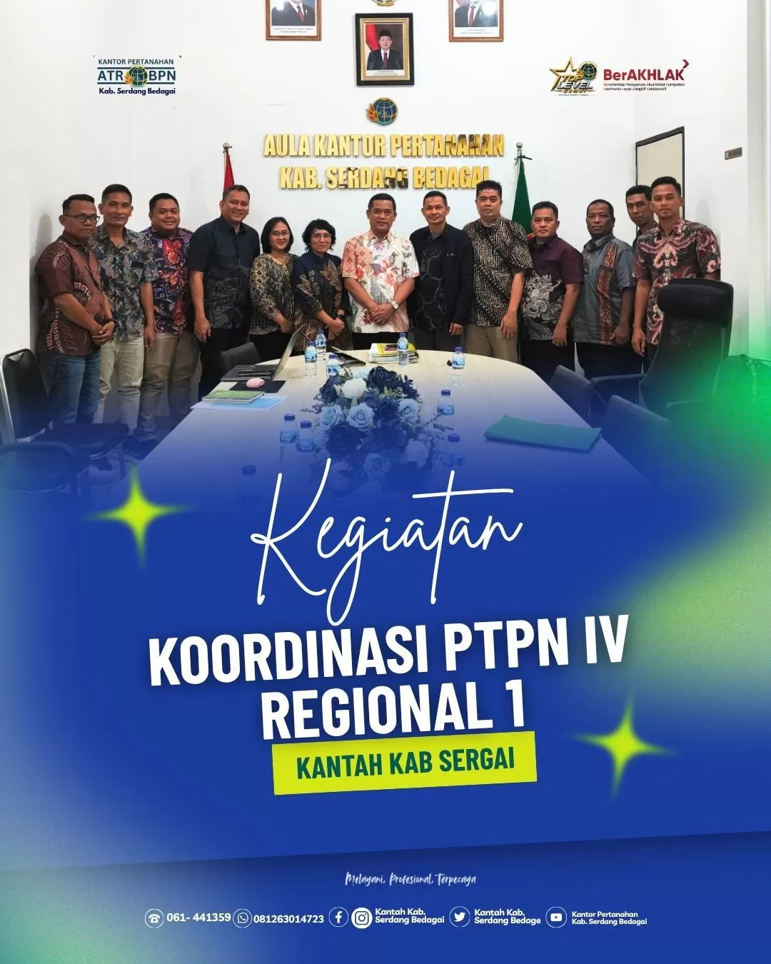 Kantor Pertanahan Sergai Terima Kunjungan PTPN IV Regional 1, Perkuat Koordinasi Pertanahan (Lie/Promedia)