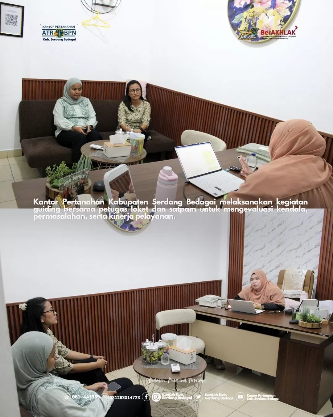 Kantor Pertanahan Kabupaten Serdang Bedagai Melaksanakan Guiding Bersama Petugas Loket Dan Satpam.(foto/Ist)  (Lie/Promedia)