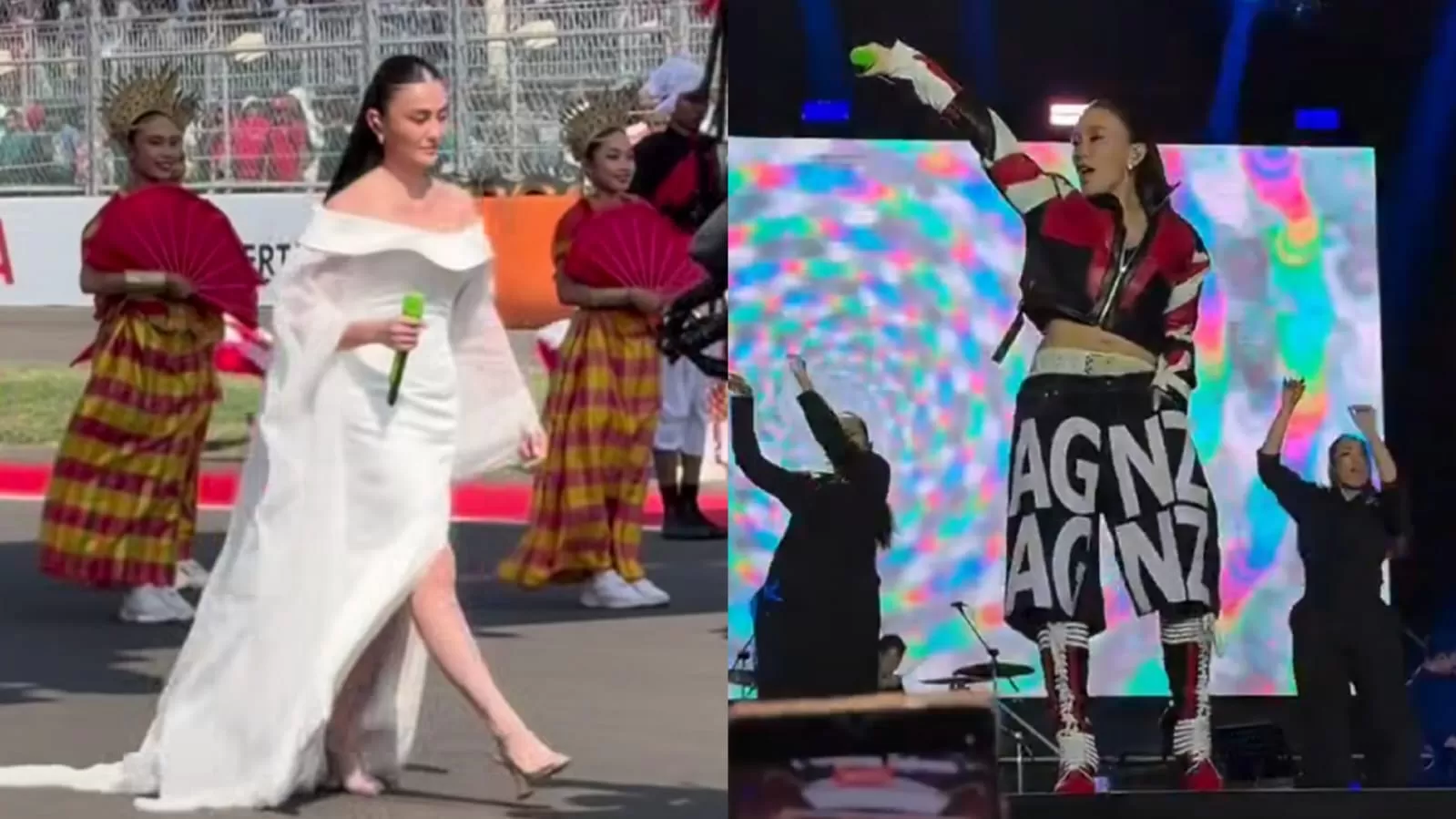 Penampilan Agnez Mo saat opening dan closing ceremony MotoGP Mandalika 2026. (Instagram/itdc_d - X/JangsteNew) (Lie/Promedia)