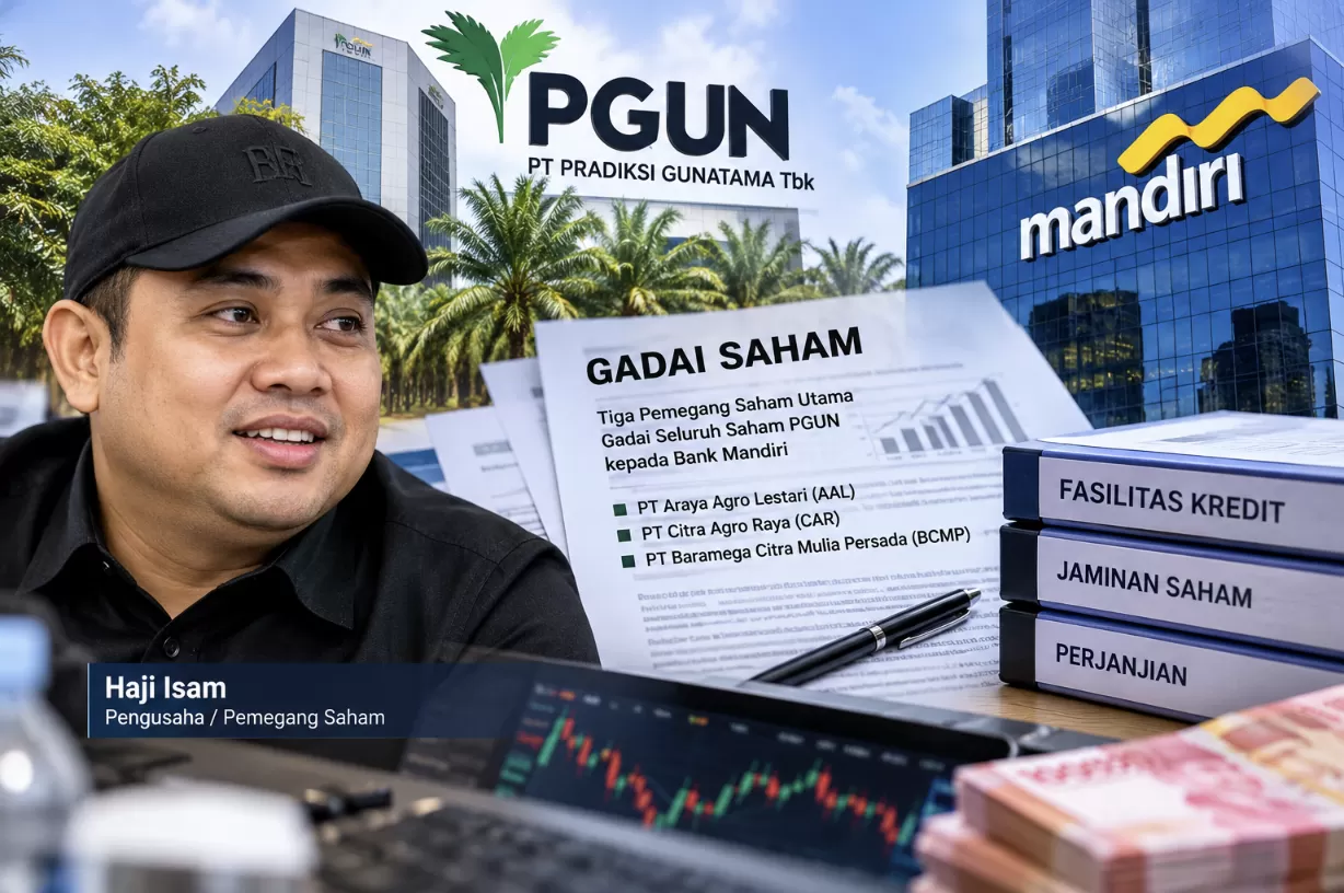 Keterangan foto: Ilustrasi gadai saham PGUN oleh tiga pemegang saham utama kepada Bank Mandiri. Manajemen PGUN menyatakan perseroan tidak menerima dana dari fasilitas kredit tersebut. (Lie/Promedia)