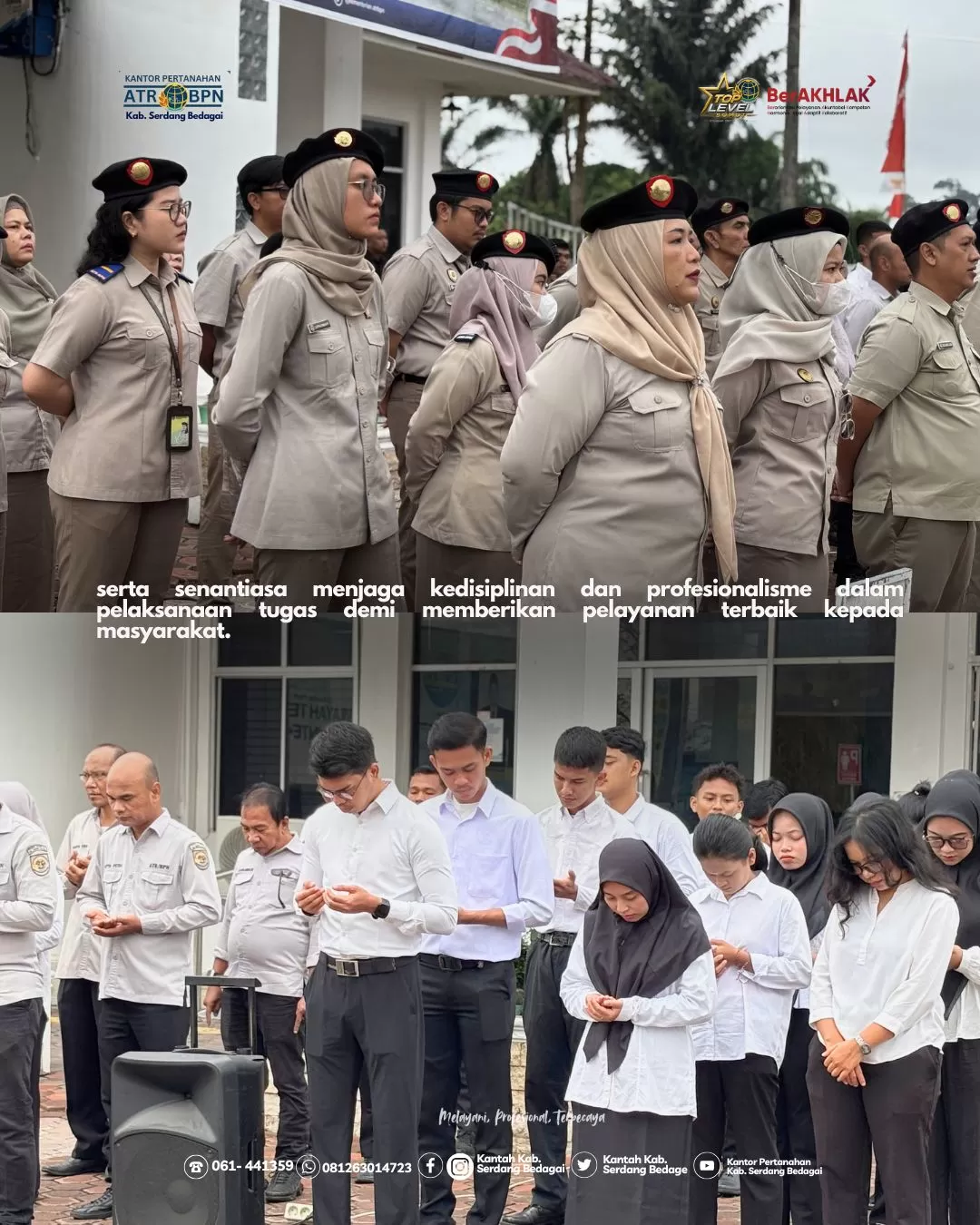 Kantor Pertanahan Kabupaten Serdang Bedagai melaksanakan apel pagi yang dipimpin Andina Sari, S.H., selaku pembina apel. Dalam amanatnya, Andina Sari mengajak seluruh pegawai untuk terus memperkuat.  (Lie/Promedia)