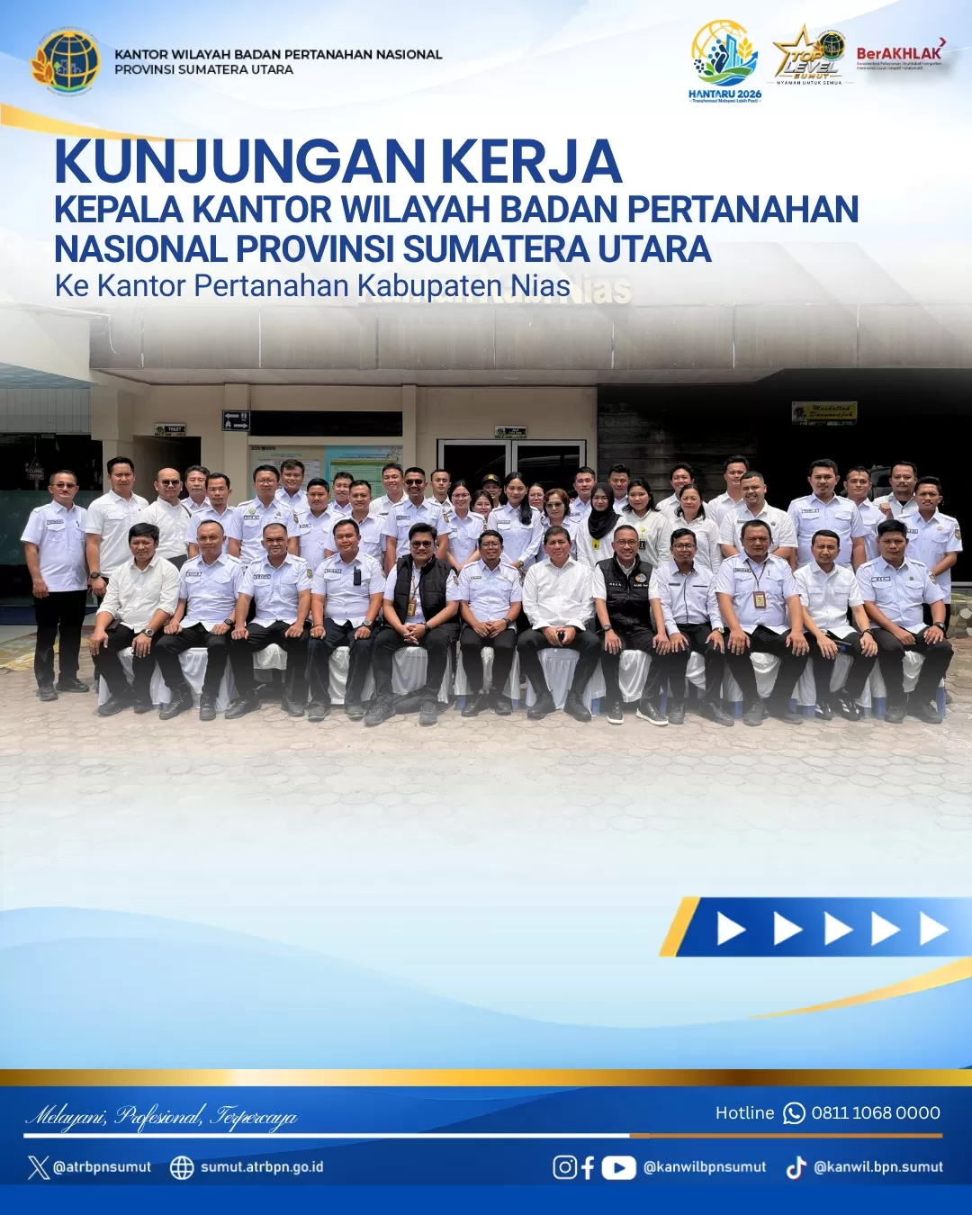 Kantor Wilayah Badan Pertanahan Nasional Provinsi Sumatera Utara melaksanakan kunjungan kerja ke Kantor Pertanahan Kabupaten Nias dalam rangka memperkuat koordinasi serta mendorong peningkatan kualita (Lie/Promedia)