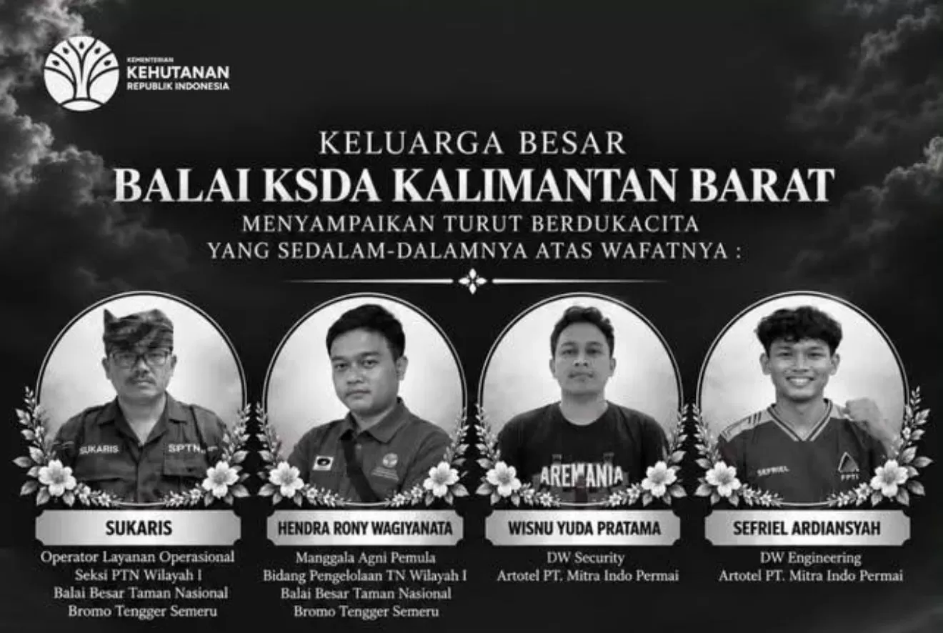 Ucapan belasungkawa untuk empat petugas dan relawan yang gugur saat berupaya memadamkan kebakaran di kawasan Bromo. (Threads @curatedby***) (Lie/Promedia)