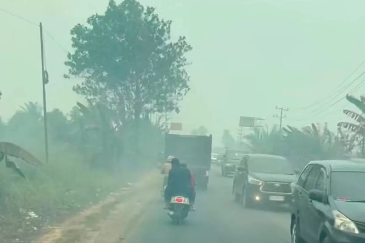 jarak pandang terbatas akibat kabut asap karhutla/Foto tangkap layar instagram irwan0609_ (Lie/Promedia)