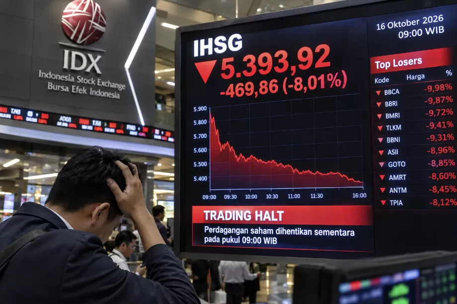 Foto ilustrasi IHSG anjlok 8,01%  (Lie/Gpt/Promedia)