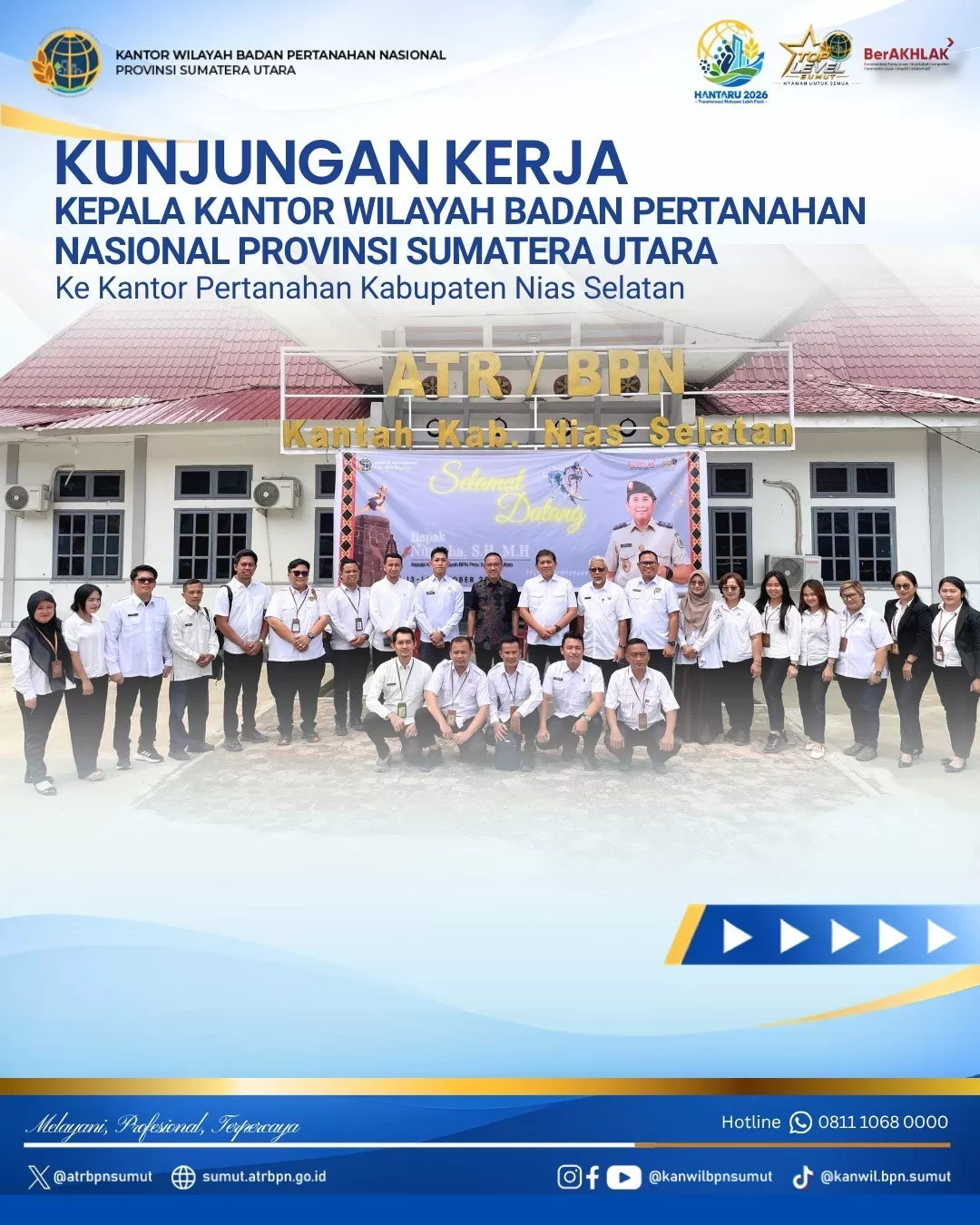 Kepala Kantor Wilayah BPN Provinsi Sumatera Utara melaksanakan kunjungan kerja Ke Kantor Pertanahan Kabupaten Nias Selatan  (Lie/ATR/BPN)