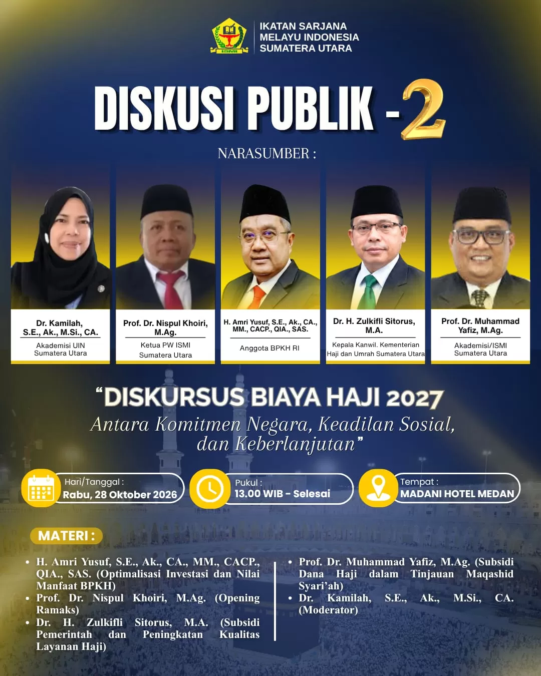 Pengurus Wilayah Ikatan Sarjana Melayu Indonesia (PW ISMI) Sumatera Utara dijadwalkan menggelar rapat pengurus pada Kamis, 22 Oktober 2026 (Lie/Ismi/Docpri)