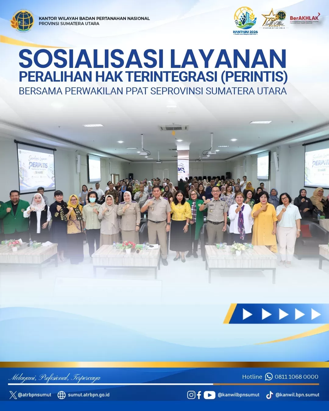 Dalam rangka meningkatkan kualitas pelayanan pertanahan yang lebih cepat, transparan, efektif, dan terintegrasi, Kantor Wilayah Badan Pertanahan Nasional Provinsi Sumatera Utara menyelenggarakan kegia (Lie/Promedia)