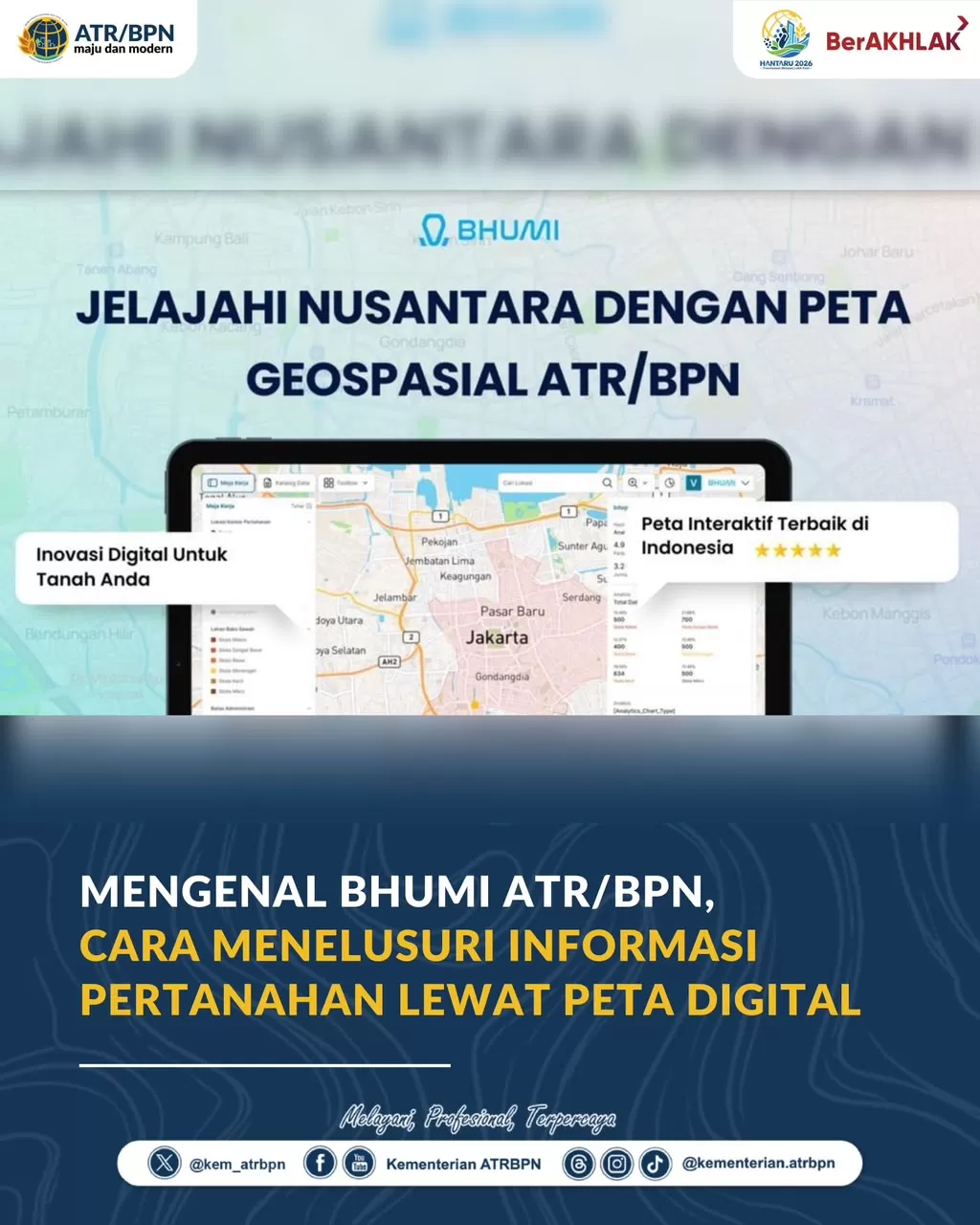 Informasi pertanahan tidak hanya berkaitan dengan sertipikat, tetapi juga mencakup gambaran letak dan bentuk bidang tanah serta nilai tanah di suatu wilayah. Informasi tersebut dapat masyarakat telusu (Lie/Promedia)