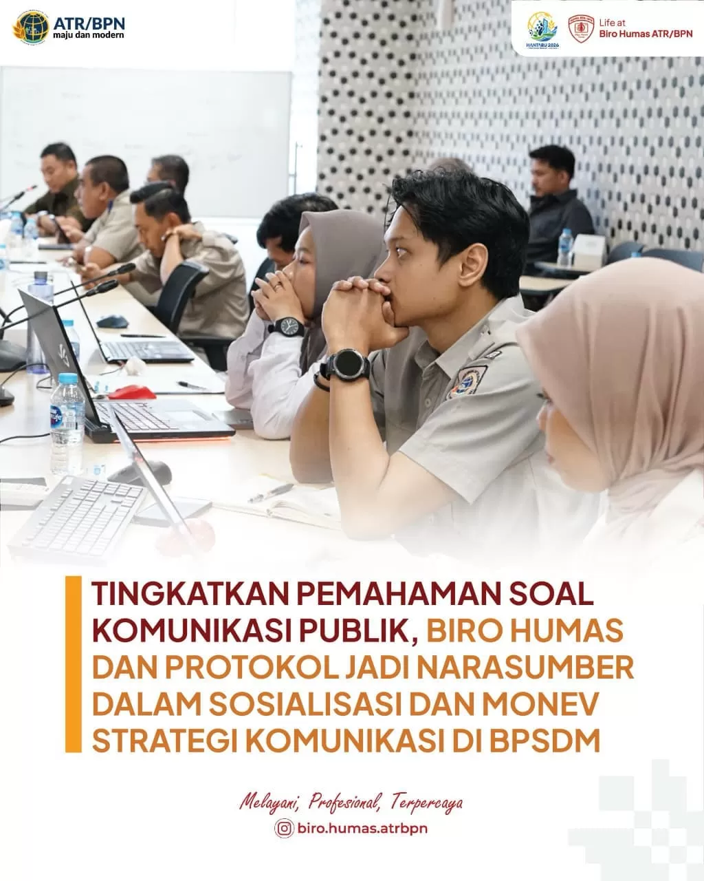 Sejumlah Pejabat Struktural di lingkungan Biro Hubungan Masyarakat (Humas) dan Protokol, Kementerian Agraria dan Tata Ruang/Badan Pertanahan Nasional (ATR/BPN) diundang menjadi narasumber dalam Sosial (Lie/Promedia/ATR/BPN)
