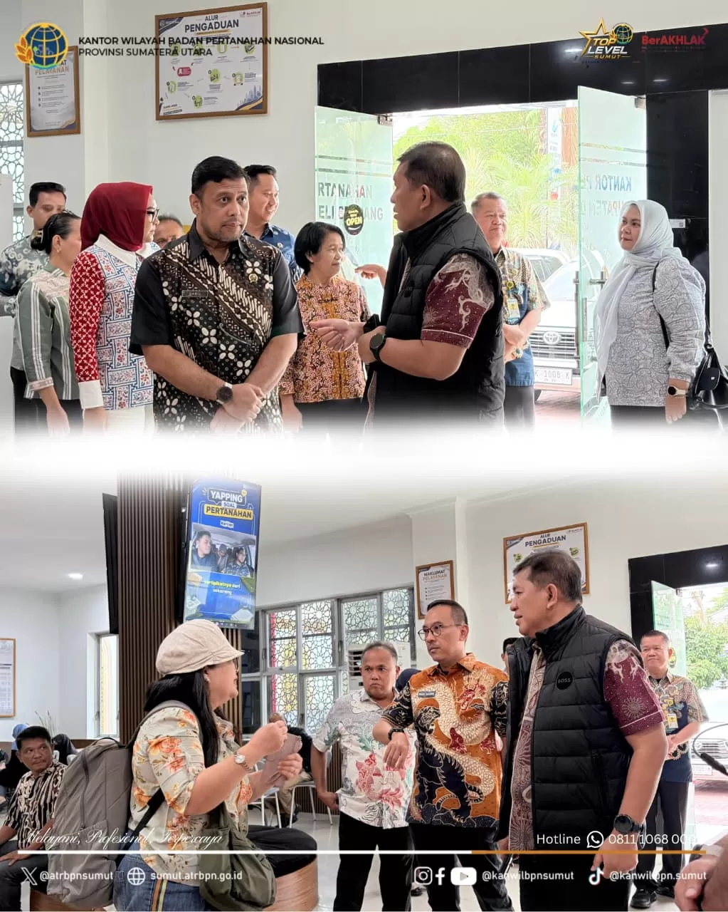 Sebagai wujud kepedulian dan komitmen untuk terus meningkatkan kualitas pelayanan, Kepala Kantor Wilayah Badan Pertanahan Nasional Provinsi Sumatera Utara  (Lie/ATR/BPN)