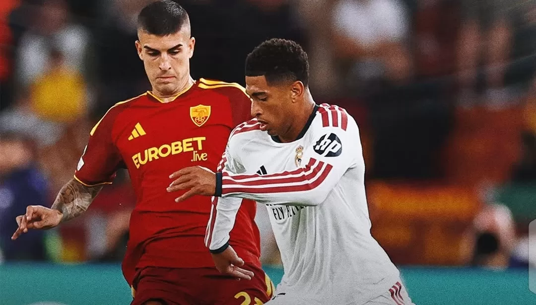LIGA CHAMPIONS - Duel pemain AS Roma dan Real Madrid dalam pertandingan Liga Champions UEFA pada Kamis (15/10/2026) dini hari.