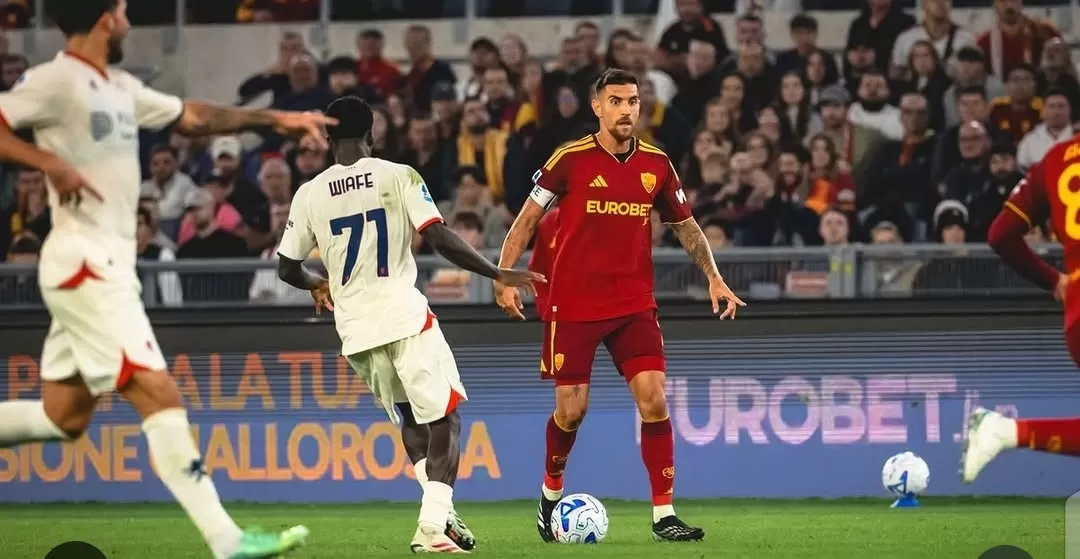 AS ROMA - Bintang AS Roma Lorenzo Pellegrini yang mengalami cedera saat menghadapi Slovan Bratislava di Liga Champions UEFA.