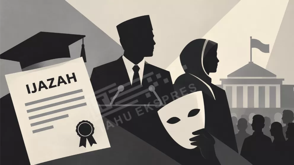 Ilustrasi Siluet Pejabat Publik dan Ijazah (Foto : Tahu Ekspres)