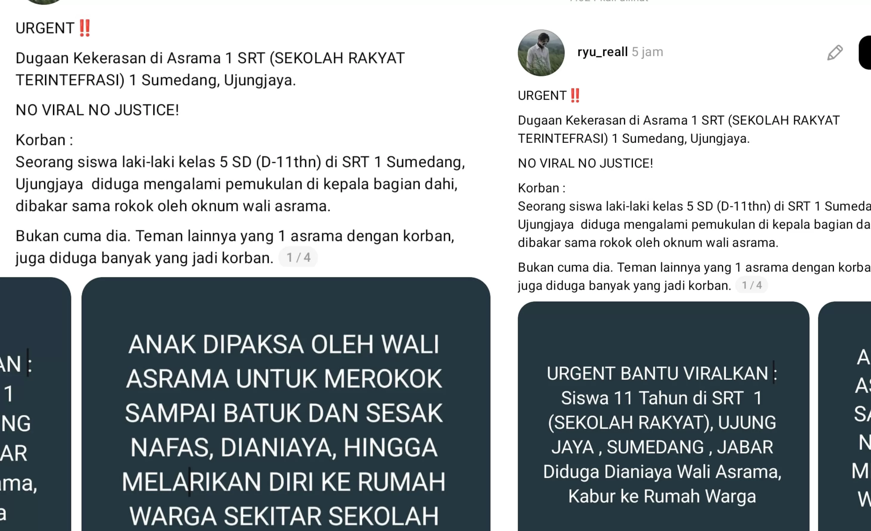 Tangkapan Layar Postingan Threads yang Viral Soal Dugaan Penganiayaan di Sekolah Rakyat (Foto : Istimewa) 