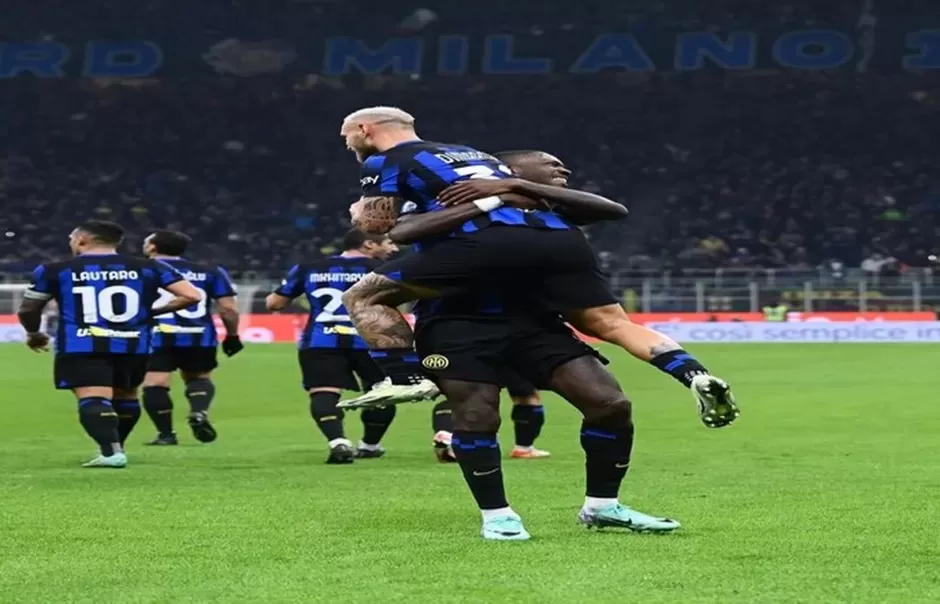 Selebrasi Federico Dimarco setelah membuka kedudukan untuk Inter Milan.  (Instagram (@inter))