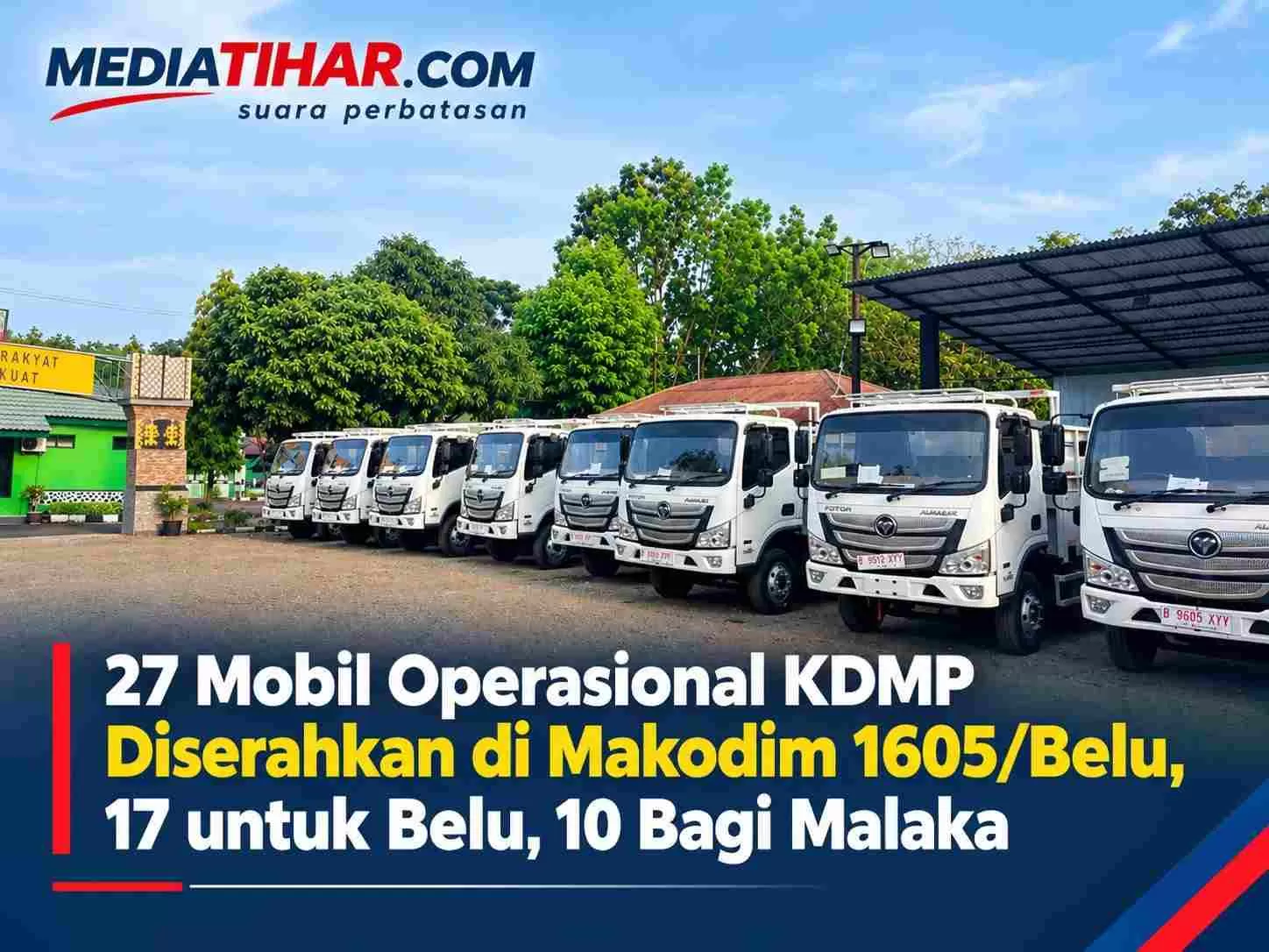 Ket: Kasdim 1605/Belu, Mayor Arm Paulus Hornai, menyerahkan secara simbolis kunci mobil operasional Koperasi Desa/Kelurahan Merah Putih (KDMP) di Makodim 1605/Belu, Kabupaten Belu (Foto:MT)
