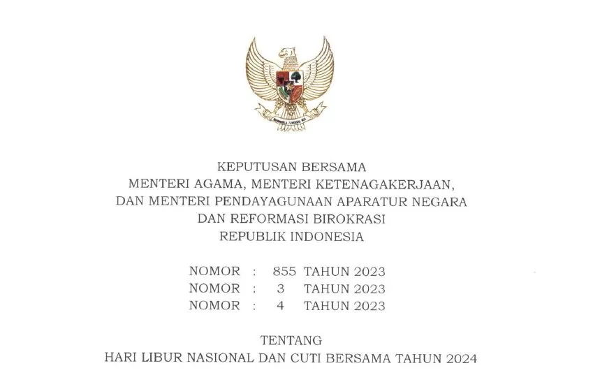 Libur Nasional Dan Cuti Bersama Tahun 2024, SKB 3 Menteri Telah ...