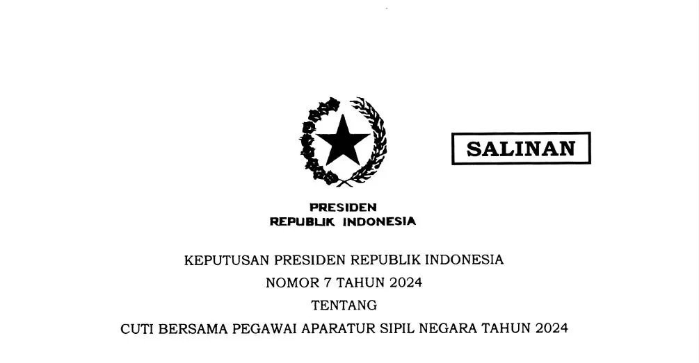 Keppres Nomor 7 Tahun 2024 Tentang Hari Libur Nasional Dan Cuti Bersama ...