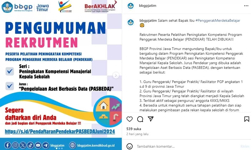 Rekrutmen Peserta Pelatihan Peningkatan Kompetensi Program Penggerak ...