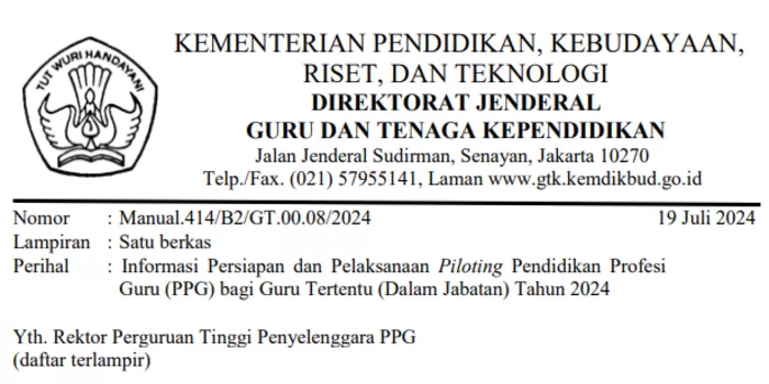 Piloting PPG Bagi Guru Tertentu Akan Dilaksanakan Direktorat Pendidikan ...