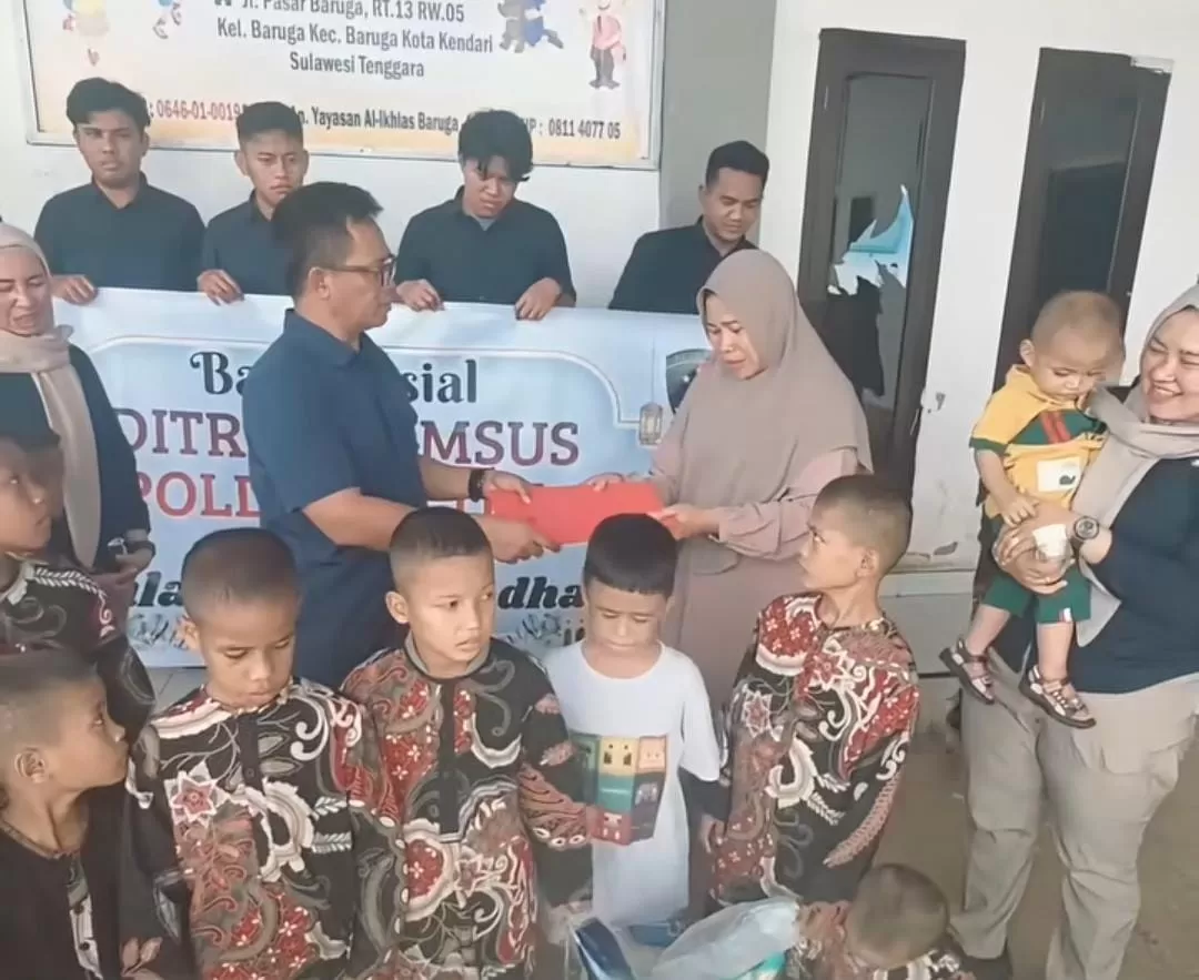 Ditreskrimsus Polda Sulawesi Tenggara Gelar Bakti Sosial Ramadan di Panti Asuhan Al Ikhlas Baruga 