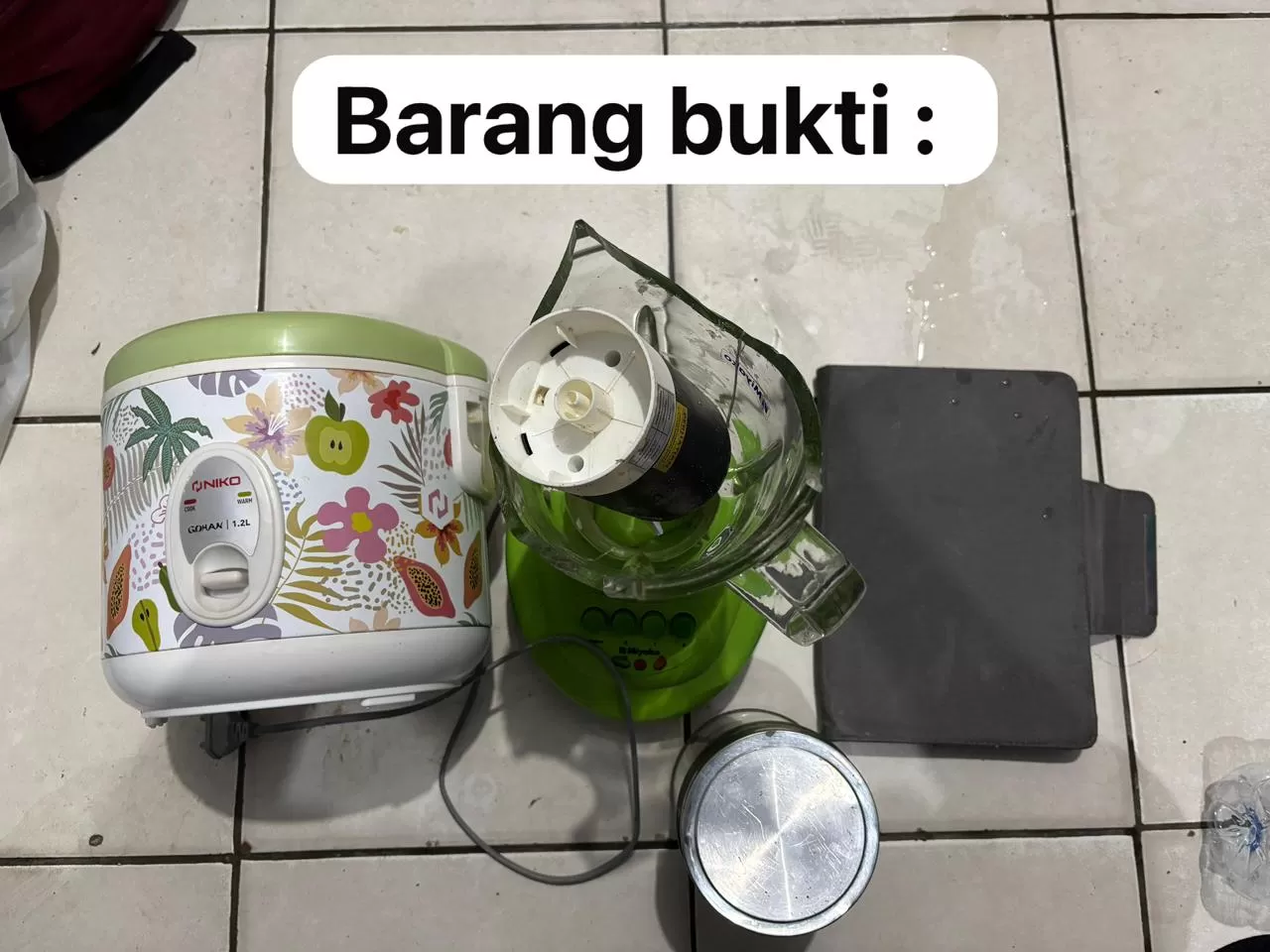Barang bukti hasil dugaan pencurian