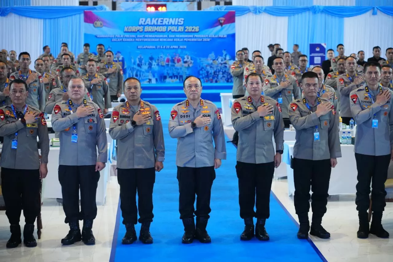 Rakernis Korbrimob Polri T.A. 2026 yang dilaksanakan pada Kamis, 23 April 2026 di Gedung Satya Haprabu Mako Brimob Polri, Kelapa Dua, Depok. 