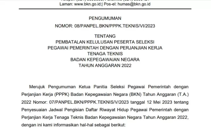 Wajib Simak! BKN Resmi Terbitkan Surat Pembatalan Kelulusan Seleksi ...