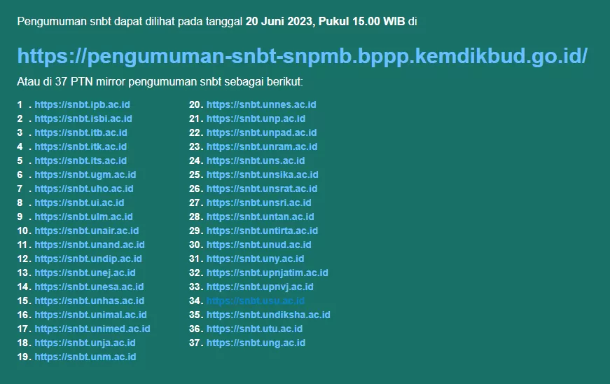 PENGUMUMAN SERENTAK UTBK SNBT 20 JUNI 2023, Berikut Link Dan Cara Cek ...