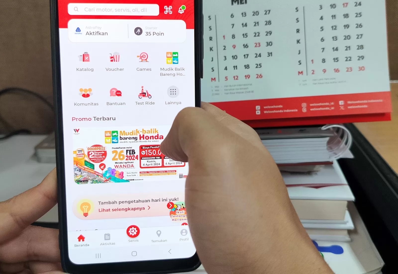 Aplikasi WANDA, portal pendaftaran mudik balik bareng Honda 2024.