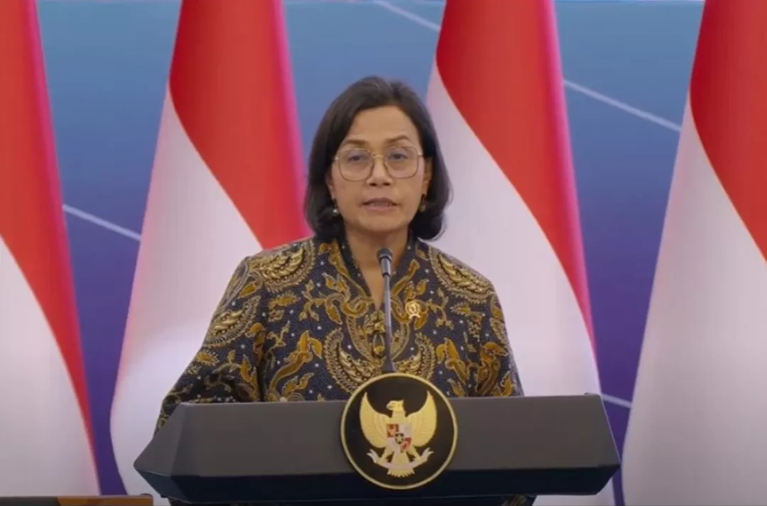Menteri Keuangan RI, Sri Mulyani pada acara Sarasehan Ekonomi bersama Presiden Republik Indonesia di Jakarta, Selasa, 8 April 2025. (YouTube.com / Sekretariat Kabinet)