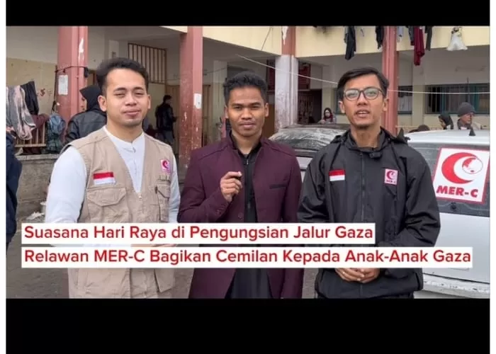 Relawan Mer C Indonesia merayakan lebaran bersama warga Gaza ((Foto: GENMUSLIM.id/dok: Instagram @mercindonesia))