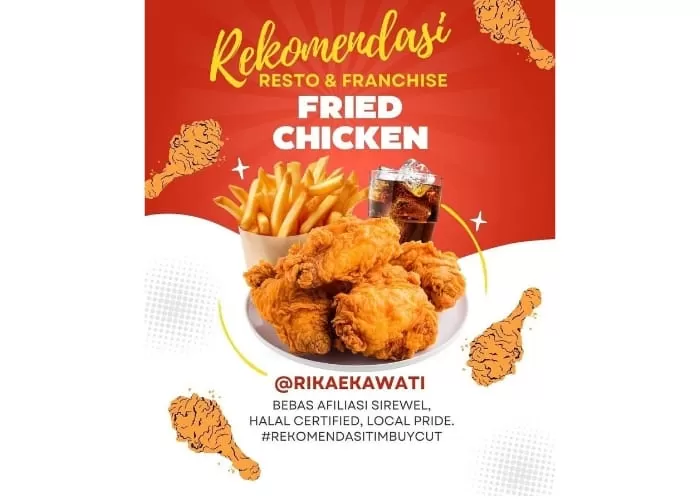 14 rekomendasi restoran ayam yang bukan afiliasi Israel  (GENMUSLIM.id/dok: Instagram/ @rikaekawati)