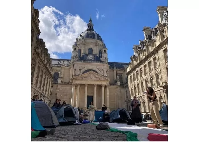 Prancis ikut berpartisipasi dalam aksi bela Palestina dari mahasiswa di Amerika  (GENMUSLIM.id/dok: Instagram/ @strikemoma)