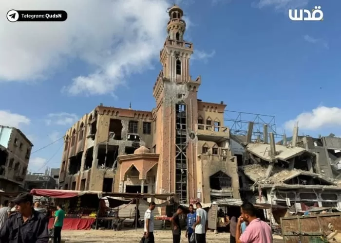 Salah satu masjid yang terdampak perang Israel Palestina (foto: GENMUSLIM.id/Dok: Telegram QudsN)