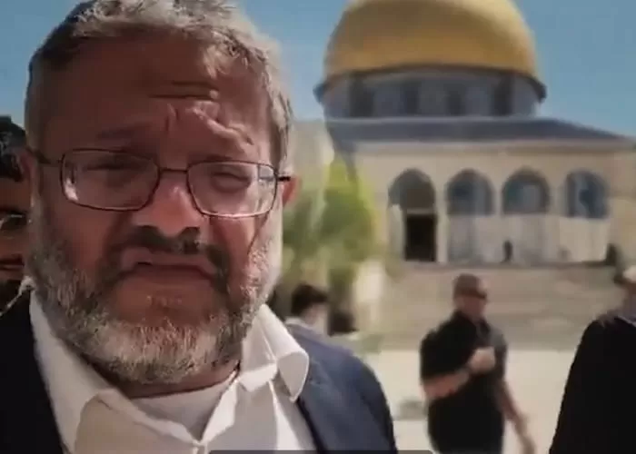 Itamar Ben Gvir terlihat sedang berbicara mengenai masjid Al Aqsa dimasuki Yahudi. (foto: GENMUSLIM.id/Dok: Anadolu Agency)