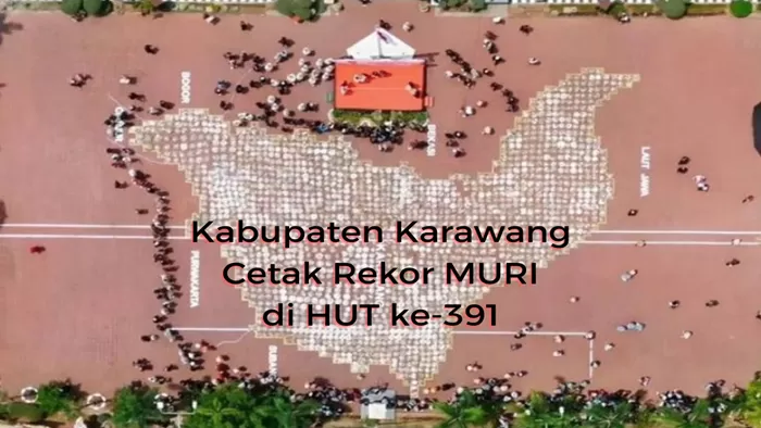 Kabupaten Karawang Cetak Rekor MURI di HUT ke-391 dengan 1.600 nasi tumpeng berbentuk peta wilayahnya. Sayang, setelahnya ribuan nasi tumpeng itu dibuang ke tempat sampah (Foto: GENMUSLIM.id/dok: Instagram @khas.muslim.id)