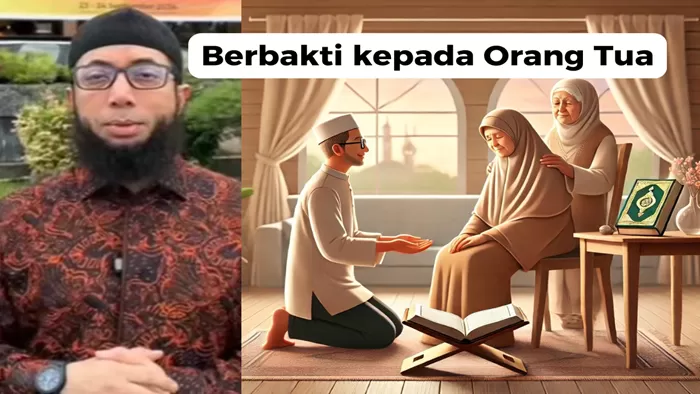 Ustadz Khalid Basalamah menekankan kepada kita untuk selalu berbakti kepada orang tua yang merupakan bentuk ibadah paling mulia.  ((Foto: GENMUSLIM.id / Dok: Open AI & Instagram @khalidbasalamahofficial))