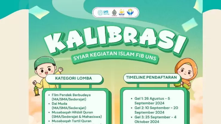 Fakultas Ilmu Budaya Universitas Sebelas Maret (UNS) Surakarta Selenggarakan KALIBRASI, Ajang Ragam Lomba Keislaman (Foto: Genmuslim.id/ dok. Instagram @kalibrasiuns)