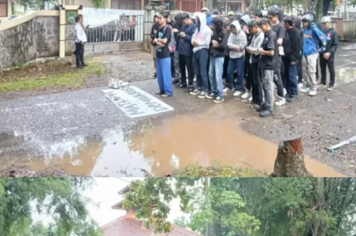 Beberapa Mahasiswa Gelar Salat Jenazah Sebagai Aksi Protes Pilkada Subang 2024 (Foto: GENMUSLIM.id/dok: Instagram @infosubang.co)