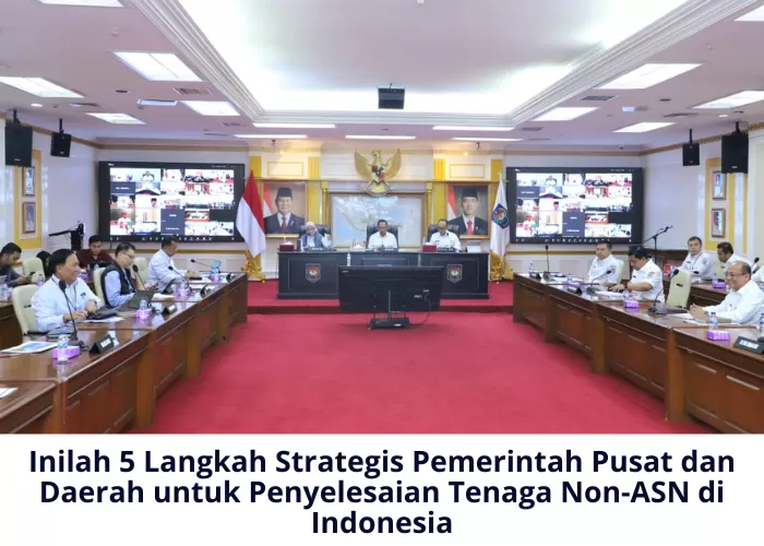 Pemerintah pusat dan daerah menyepakati lima poin utama dalam upaya menyelesaikan permasalahan tenaga non ASN (Foto: GENMUSLIM/dok: Mitri Sopiatun/menpan.go.id/Canva)