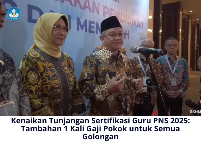 Kementerian Pendidikan Dasar dan Menengah (Kemendikdasmen) secara resmi mengumumkan kenaikan tunjangan sertifikasi guru PNS yang telah memiliki sertifikat pendidik pada tahun 2025 (Foto: GENMUSLIM.id/dok: kemendikbud.co.id/Mitri Sopiatun/Canva)