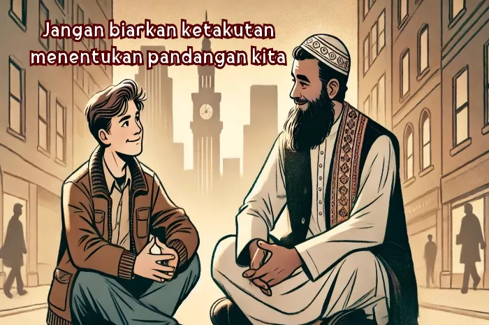 Sebuah Pertemuan antara Adam dan Pria Janggut Panjang yang Mengubah Pandangan Tentang Islamophobia (Foto: GENMUSLIM.id/dok: Haifa GENMUSLIM/Canva)