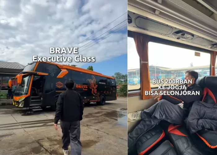 Harga tiket Bus Brave menuju Jogja dengan tersedia dengan budget Rp 200.000 (Foto: GENMUSLIM.id/dok: TikTok @rizalmuhamaddd)