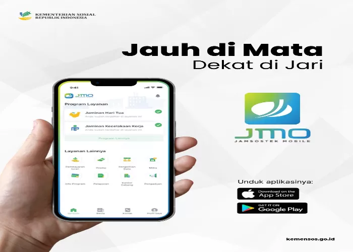 Panduan Lengkap Pencairan Dana Pensiun JHT BPJS Ketenagakerjaan Melalui Aplikasi Jamsostek Mobile (JMO) (Foto: GENMUSLIM.id/dok: kemensos.go.id/infografis/sekretariat-jenderal/jamsostek-mobile-jmo)
