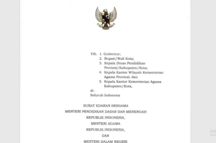 Surat edaran bersama yang ditunjukkan kepada orang tua selama libur Ramadhan 2025 (Foto: GENMUSLIM.id/dok: kemendikbud)